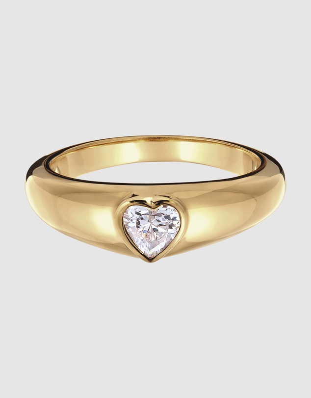 Elli Jewelry - Ring Pinky Crystal Heart Valentine 925 Sterling Silver Gold-Plated