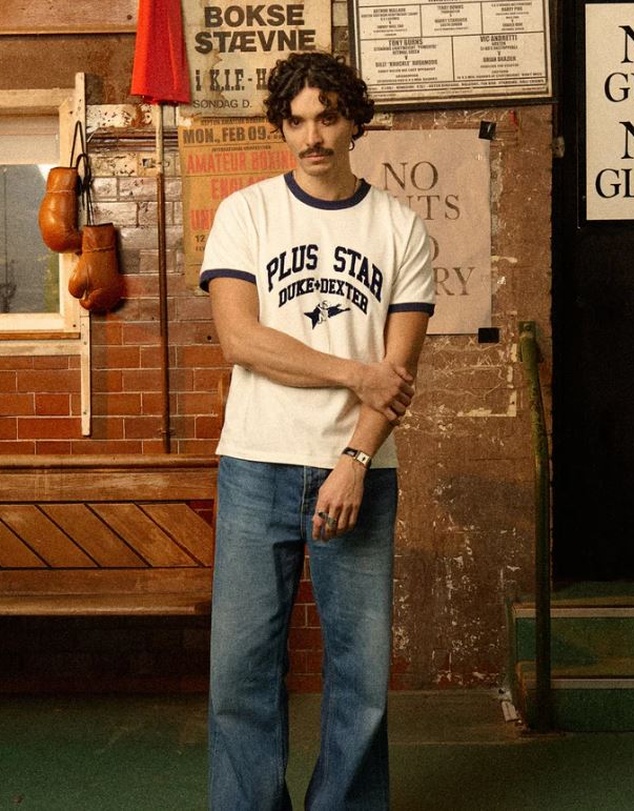 Duke + Dexter - Plus Vintage White + Navy Ringer T-Shirt