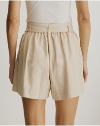 Atmos&Here - Zuri Belted Linen Blend Shorts