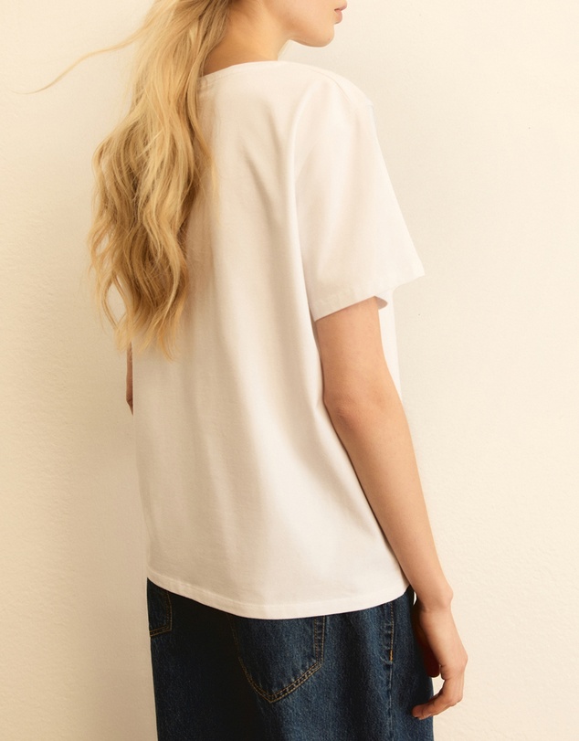 Emme - Wool White Cotton T-Shirt & Tote Set