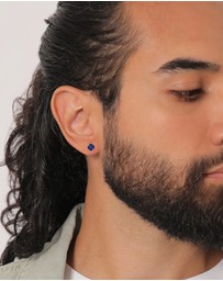 Kuzzoi - ICONIC EXCLUSIVE - Earrings Basic Geo Synthetic Sapphire in 925 Sterling Silver
