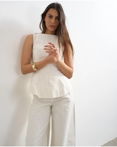 TOPSHOP - Para Striped High Neck Top