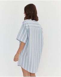 ALEXANDRA - Apex Dress Chambray Sage Stripe