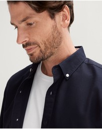 Trenery - Regular Fit Cotton Oxford Shirt in Navy