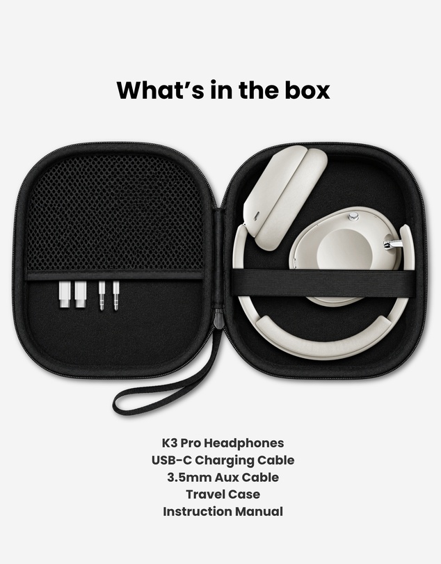 Sudio - K3 Pro - Wireless Active Noise Cancelling Over-Ear Headphones with Powerful Bass & All-Day Comfort