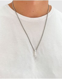 Nialaya Jewellery - Men's Hand Pendant with a Small Turquoise Gemstone in Silver