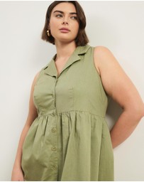 Atmos&Here Curvy - Riley Linen Blend Midi Dress