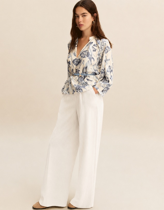 Emme - Wool White Technical Twill Trousers