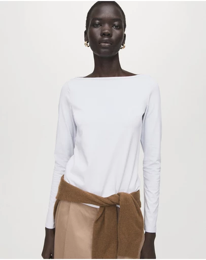 M.N.G - Cotton Boat Neck T-Shirt