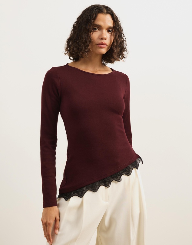 Atmos&Here - Sienna Lace Jersey Long Sleeve Top