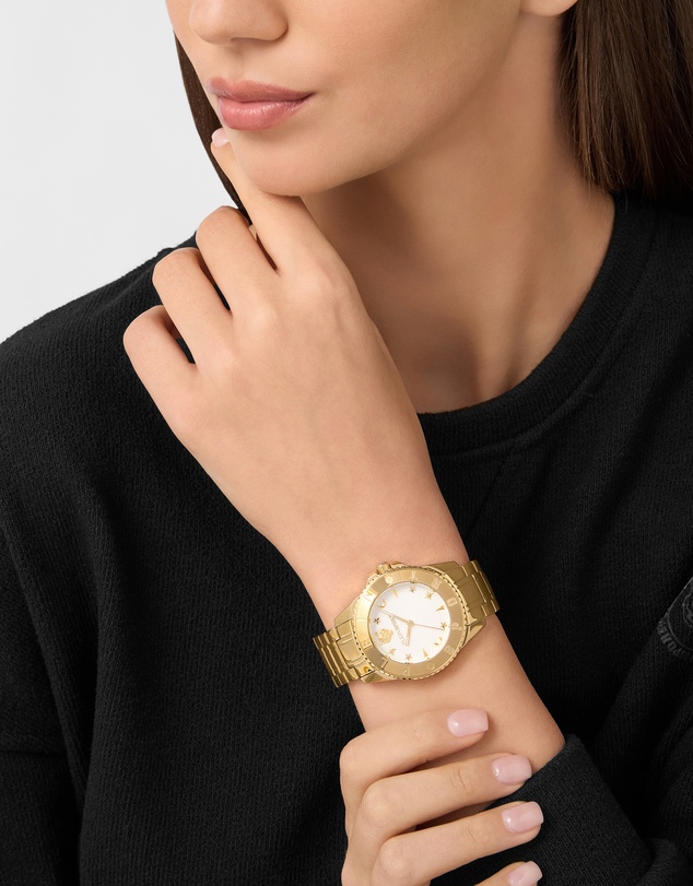 Plein Sport - PLEIN GLAM 40mm White Silver Dial and Gold-tone bracelet