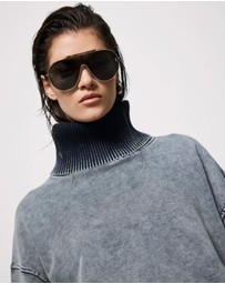 ONE TEASPOON - Fleece Roll Neck Sweater - Worn Black