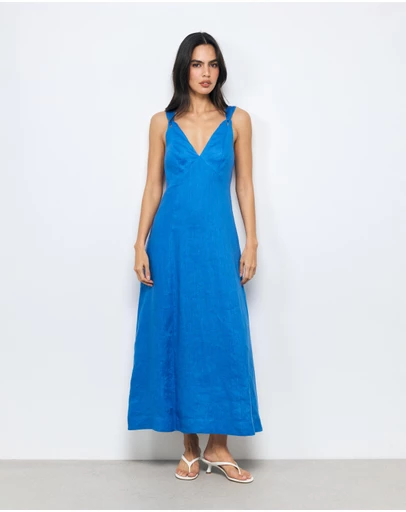 AERE - Helina Linen Midi Dress