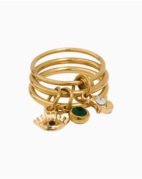 Lovisa - Waterproof Gold Plated Stainless Steel Evil Eye Charm Stacked Ring