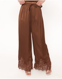 Petal & Pup - Viola Drawstring Wide Leg Pant - Chocolate
