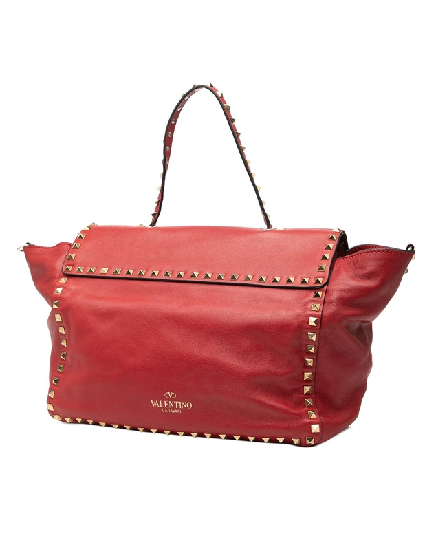 Pre-Loved by Azura Reborn - Pre-Loved Medium Leather Rockstud Trapeze Flap Satchel
