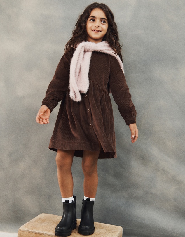 Country Road - Organically Grown Cotton Cord Button Through Dress