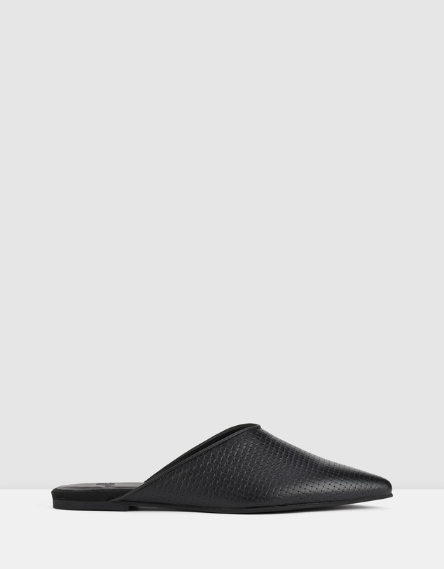 Rollie - Pointed Mule Embossed Flat