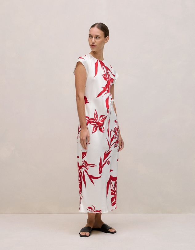 Trenery - Wild Iris Twist Front Column Dress in White