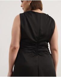 Atmos&Here Curvy - Quinn Satin Midi Dress With Lace Trim