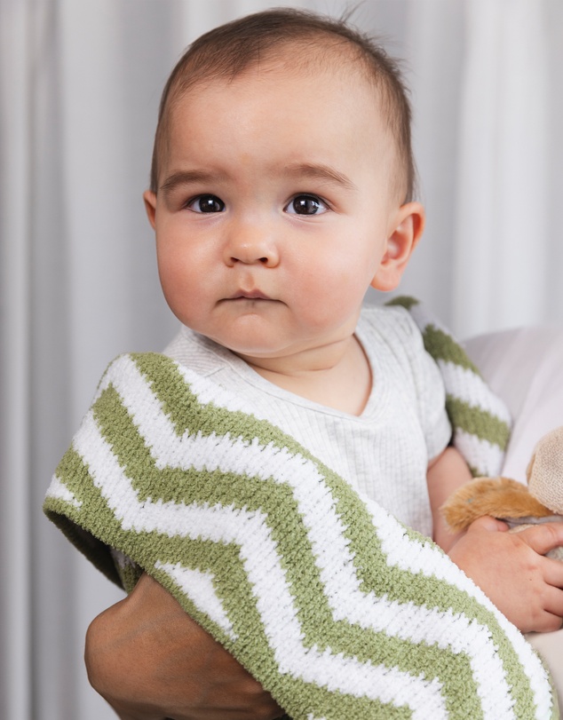 Living Textiles - Chenille Blanket - Chevron Sage