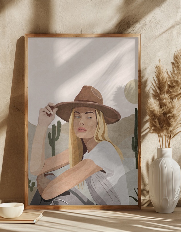Olive et Oriel - Cowgirl by Emel Tunaboylu Art Print
