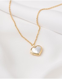 Wanderlust + Co - Heart Pearl Locket Necklace