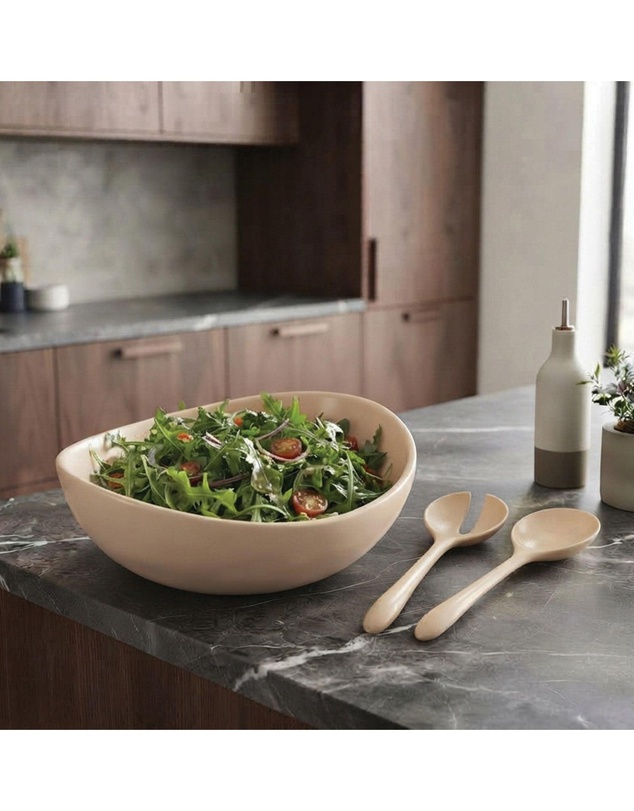Urban Attitude - Urban Attitude RAQS Salad Bowl Height: 11.5cm, Width: 29.5cm, Length: 31cm - Stone Ivory
