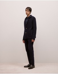 Trenery - Merino Lapel Cardigan in Navy