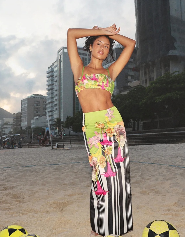 Muma World - Mixed Floral Canopy Beaded Column Skirt