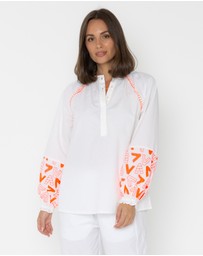 ALEXANDRA - Zoey Blouse White/Fluro Orange