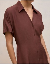 Trenery - Soft Seam Detail Shirt Dress in Espresso
