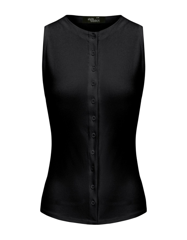 Style Addict - Button Tank Top