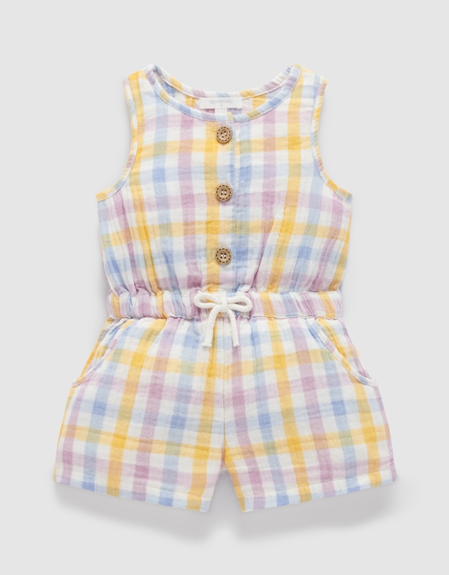 Purebaby - Check Jumpsuit -Kids-Babies
