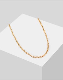Kuzzoi - ICONIC EXCLUSIVE - Necklace Link Chain Oval Basic Fine in 925 Sterling Silver Gold Plated
