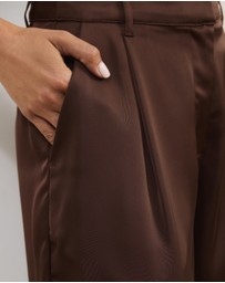 Atmos&Here - Leoni Asymmetric Lace Satin Pants