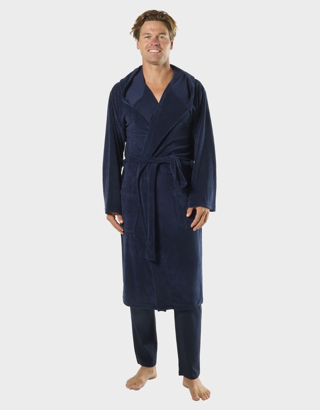 Mitch Dowd - Mens Frenchie Hooded Robe - Navy