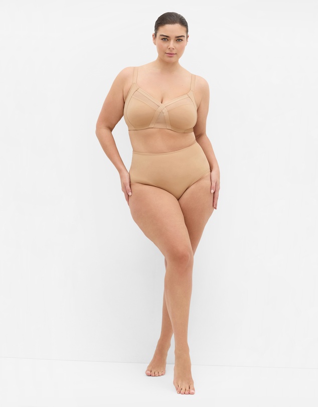 City Chic - Plus size Luxe Microfibre Wireless Bra - cafe