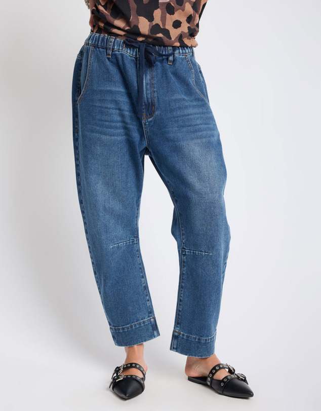 ONE TEASPOON - Outcasts Low Waist Drop Crotch Harem Denim Jeans - Rodeo Blue