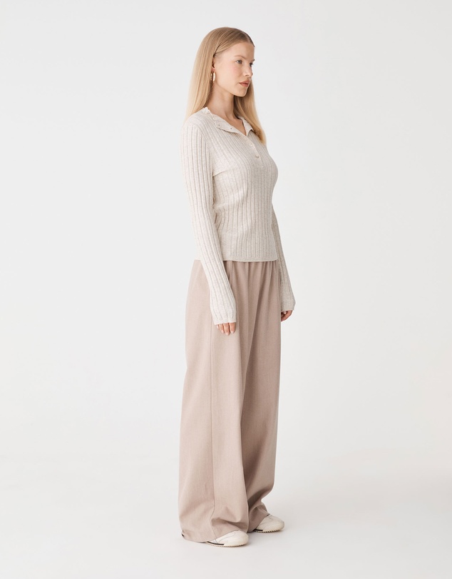 Forcast - Inez Mock Neck Henley Knit