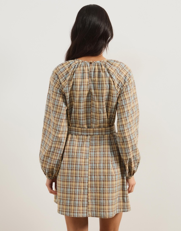 Atmos&Here - Elva Checkered Cotton Blend Mini Dress