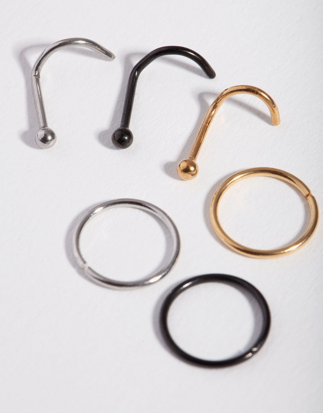 Lovisa - Simple Diamante Nose Stud 6-Pack