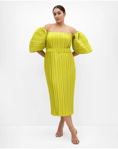 City Chic - Krista Pleat Midi Dress