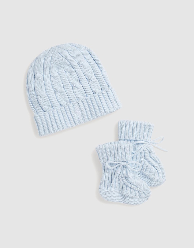 Polo Ralph Lauren - Cable-Knit Cotton Beanie & Bootie Set - Babies