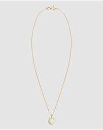 Elli Jewelry - Necklace Short Opal Vintage 925 Sterling Silver Gold Plated