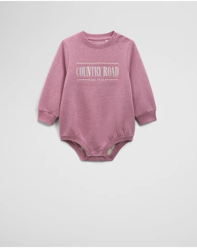 Country Road - Organically Grown Cotton Logo Oversized Long Sleeve Bodysuit