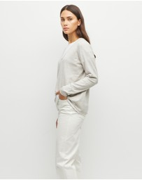 JH Lounge - JHL V-Neck L/S T (Fine Cotton Cashmere) Soft Grey Marle