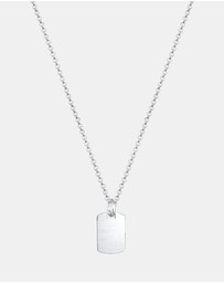 Kuzzoi - ICONIC EXCLUSIVE - Necklace Brand Military Plate Brushed 925 Sterling Silver