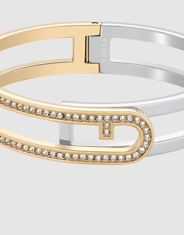 Furla - Furla Arch Essence Gold and Silver-Tone Crystal Bangle Bracelet