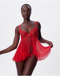 Bras N Things - Enchanted Racing Hearts Babydoll Bra - Red